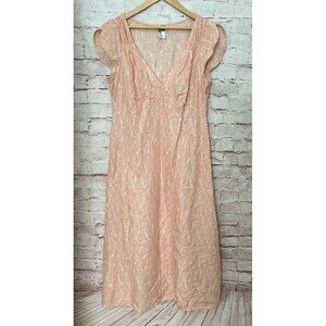 Patagonia Womens Long Midi Dress Peach Floral Hemp Blend Cap Sleeve  Size 14